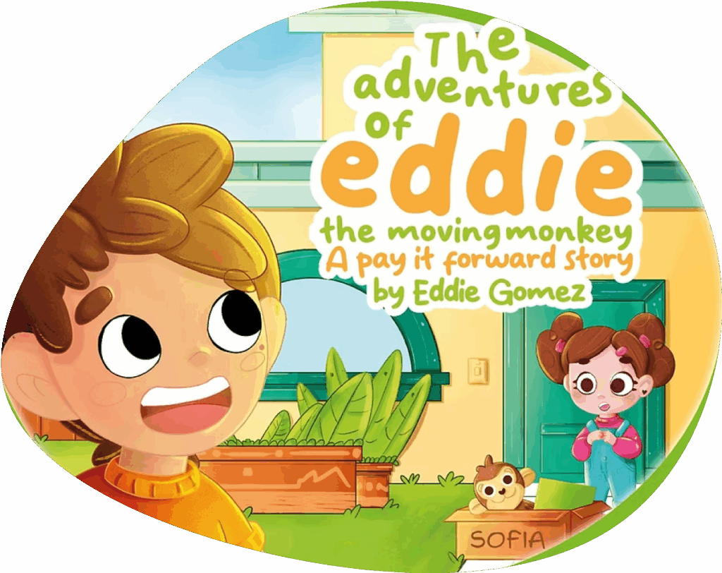 Cover illustration for Eddie the moving monkey book